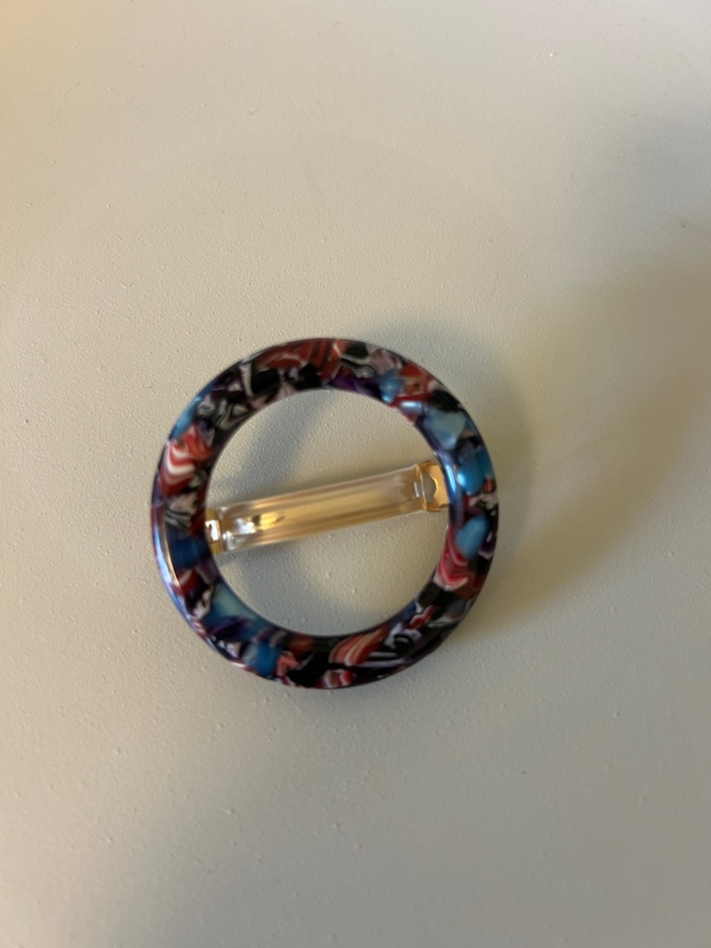 NEW! Madewell Acrylic Circle Barrette in True Black Multi - Picture 2 of 4